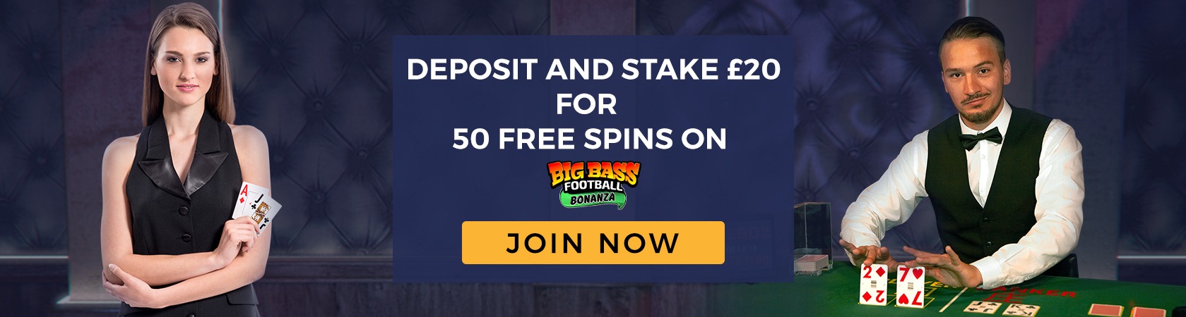 Blackjack - 50 Free Spins on Big Bass Football Bonanza